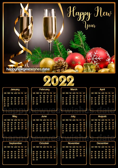 printable calendar 2022 happy new year