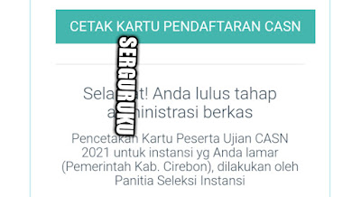 Hasil Seleksi Administrasi PPPK Guru Kabupaten Cirebon 2021