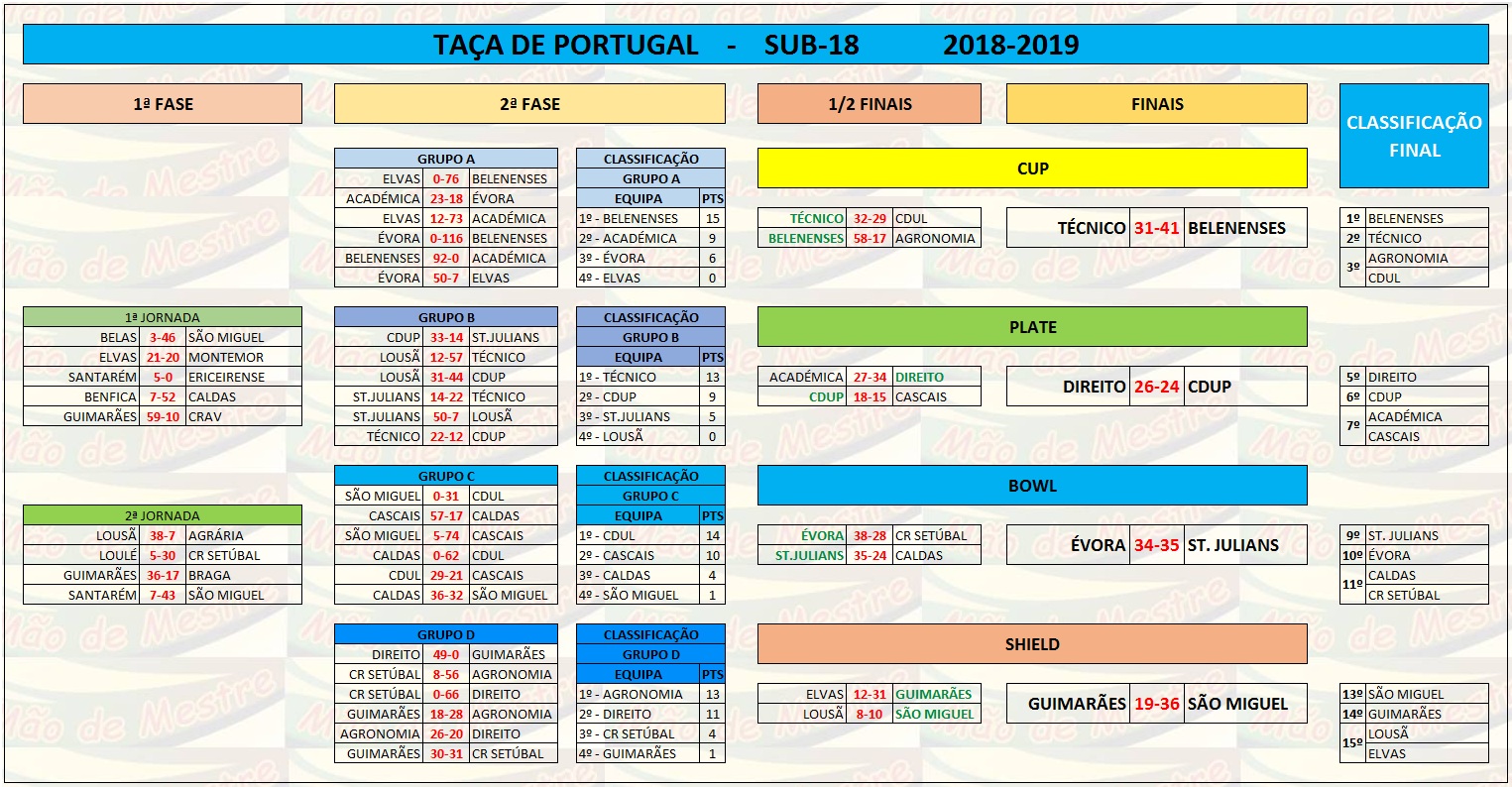 HISTÓRICO NACIONAL TAÇA DE PORTUGAL 20182019 SUB16 / SUB18