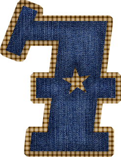 Abecedario en Tela de Jeans con Estrellas Vaqueras. Jeans Alphabet with Cowboy Stars.