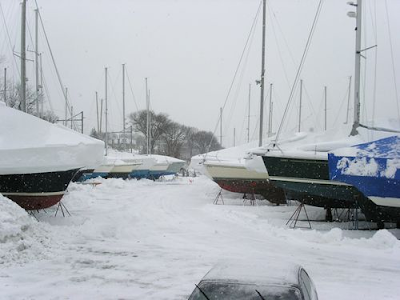 New Jersey marina in snow SailingNJ.com