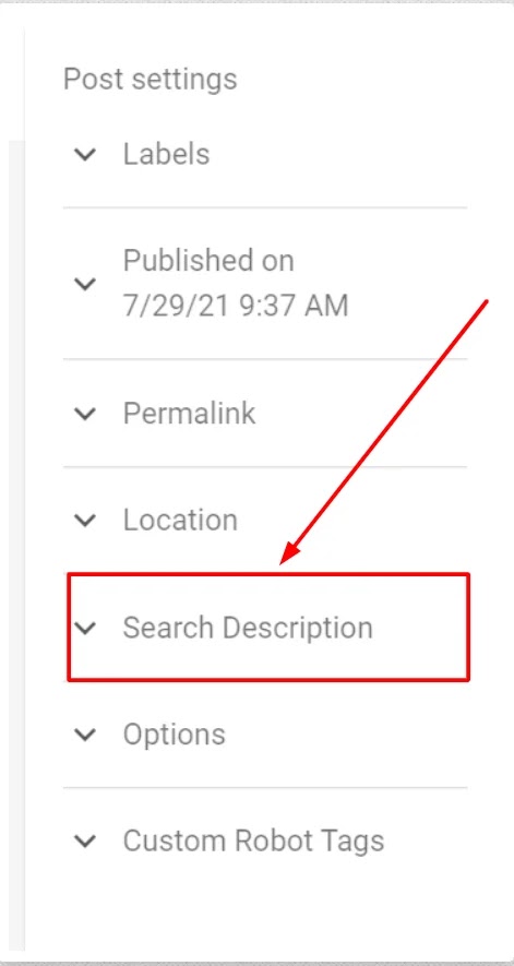 Set up Search Description on Blogger Blog