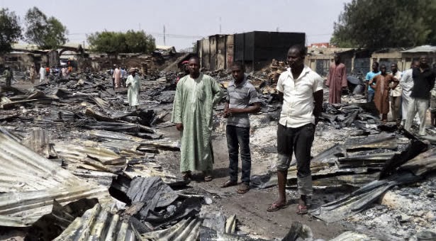 Image result for pictures of destroyed Borno communities by Boko Haram