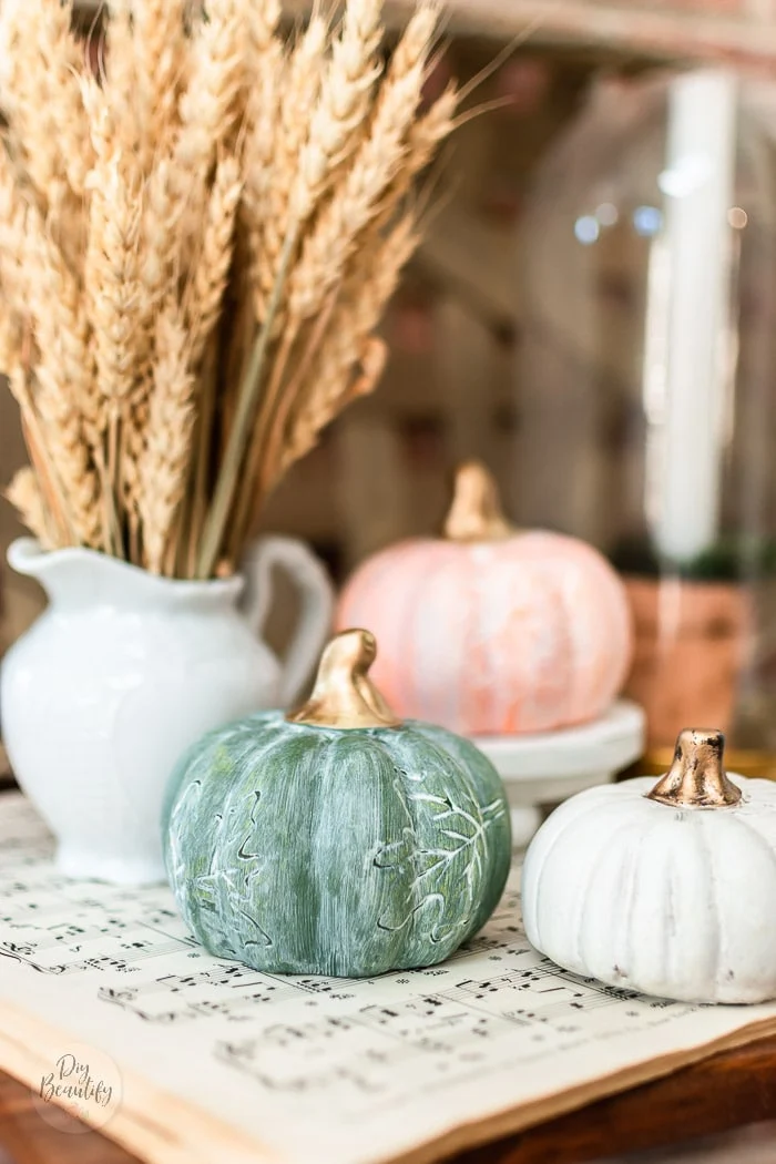 Dollar Store Pumpkins with White Wax and Rub N Buff - DIY Beautify -  Creating Beauty at Home