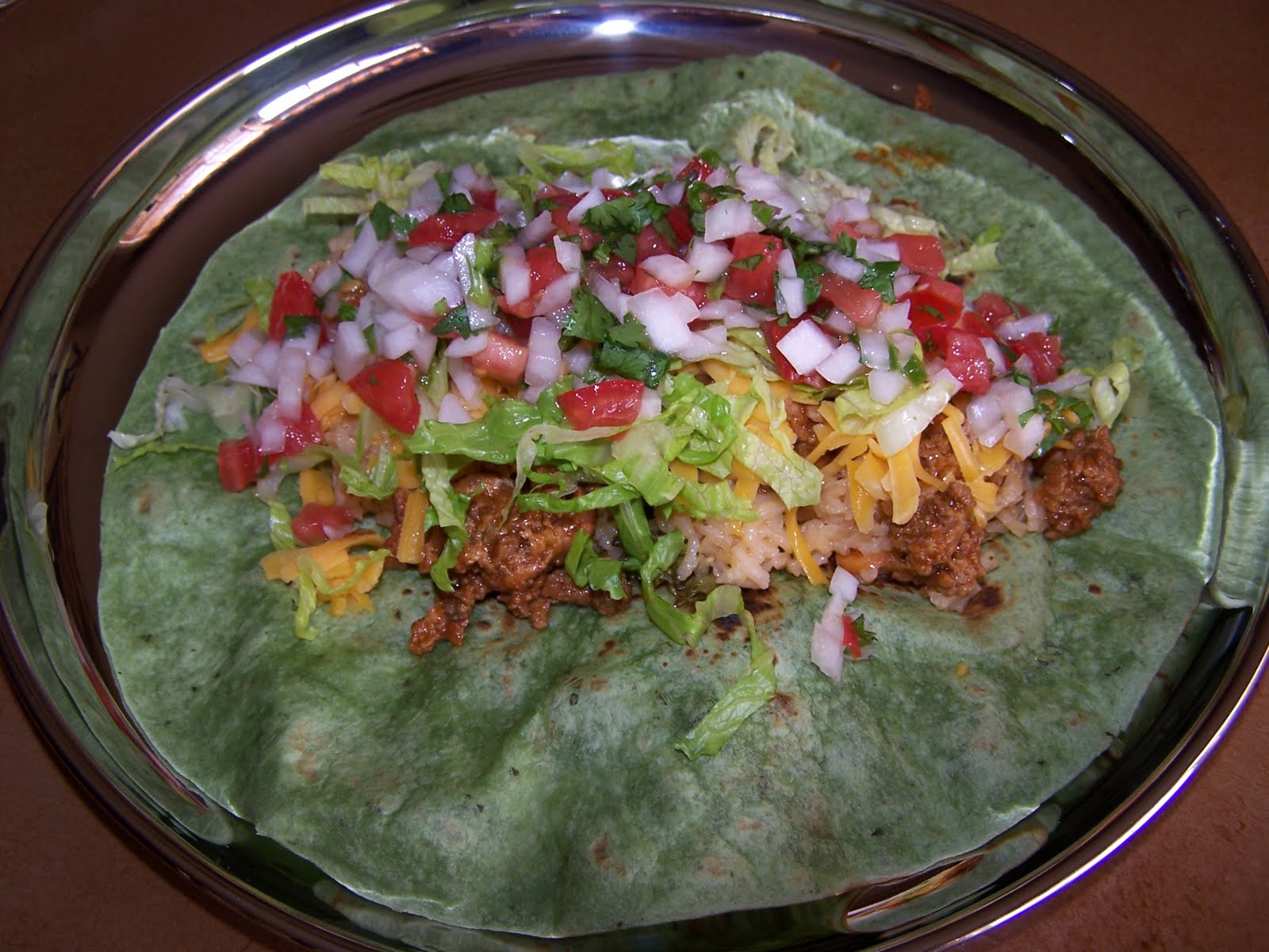 Bella Before and After Spinach Tortilla Beef Burrito