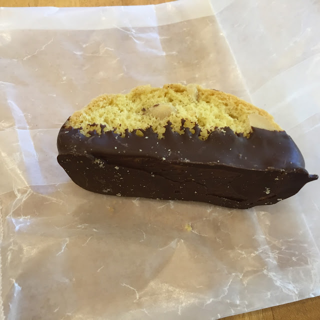 Chocolate dipped almond biscotti at Three Tarts Bakery and Cafe