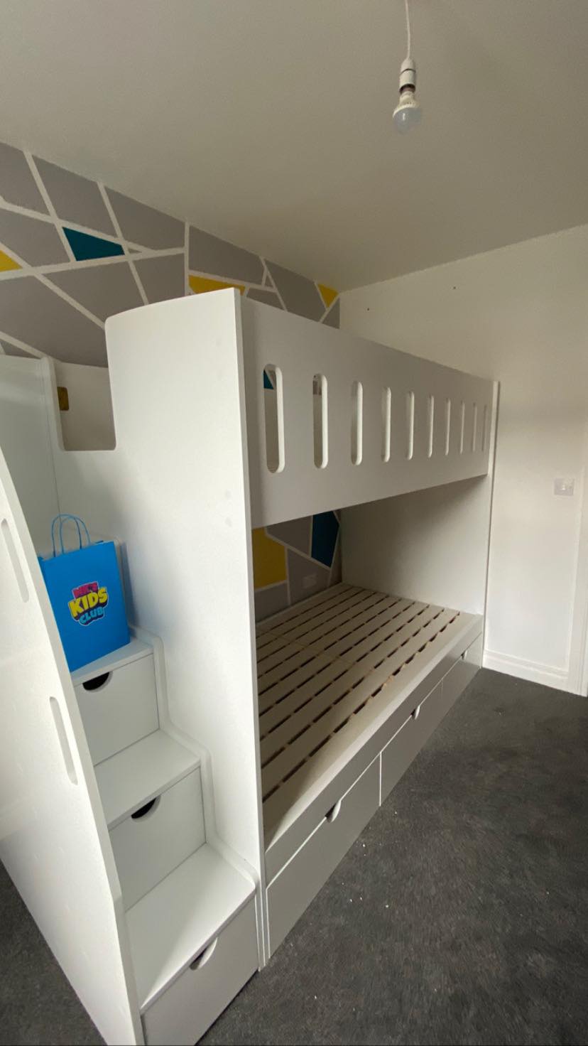 triple bunk bed with slide