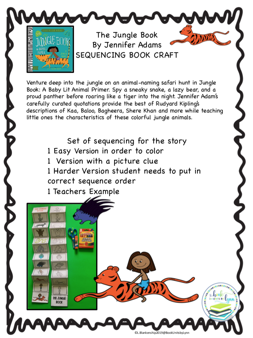 THE JUNGLE BOOK SEQUENCING BOOK CRAFT ~ Book Units by Lynn