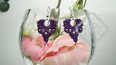 Pendientes en macramé, aros, aretes, Earrings, hoops, earrings in macramé by #AdrianaAbril instagram