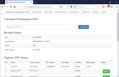 Aplikasi Pembayaran SPP (SimpleSPP) Menggunakan PHP dan MySQL