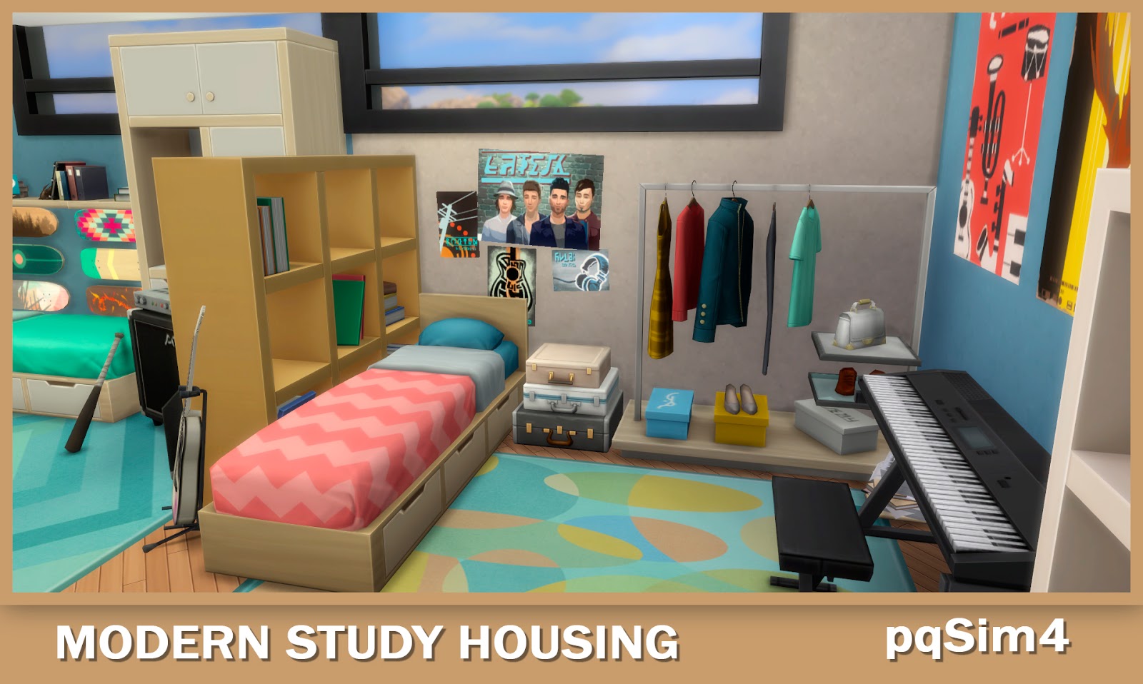 NO CC. Modern Student Housing. The Sims 4 Speed Build.