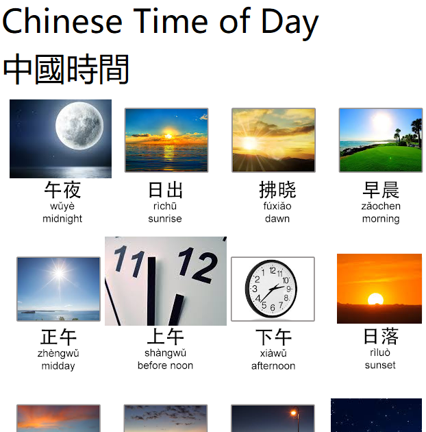 China Grammar Chinese Time of Day 中國時間