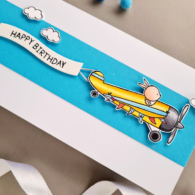 MFT Stamps - high flying adventure stamp set, Aeroplane card, Birthday card for a pilot,