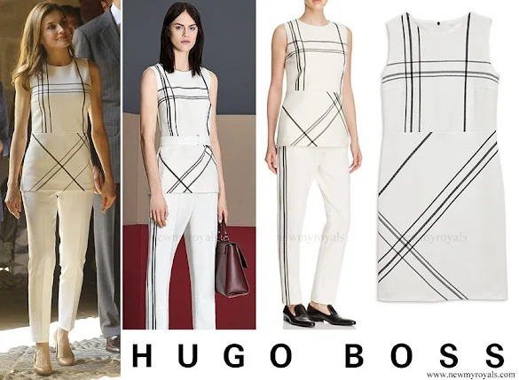 Queen Letizia wore Hugo Boss Iamma Plaid Top