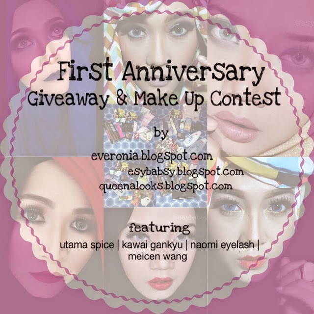 First Anniversary Giveaway & Make Up Contest by Edelyne, Esy, dan Rere