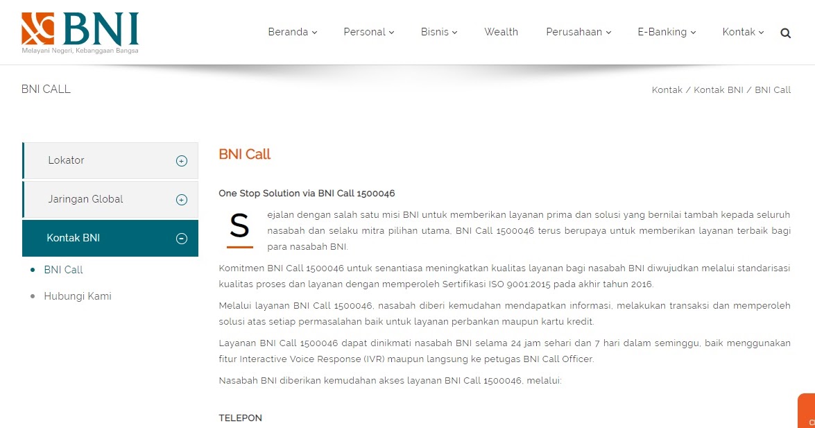Cara Menghubungi BNI Call Center Secara Online Untuk Mengatasi Masalah Nasabah Ato Menulis