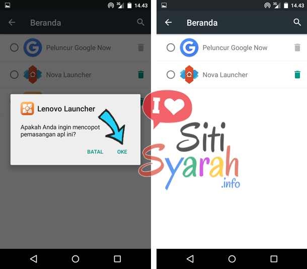 cara hapus launcher android