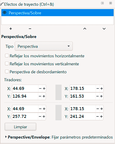 Panel de Efectos de trayecto de Inkscape