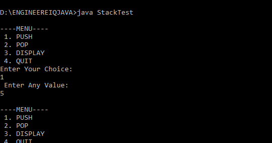 Stack in Java with the help of Interface - Engineersiq