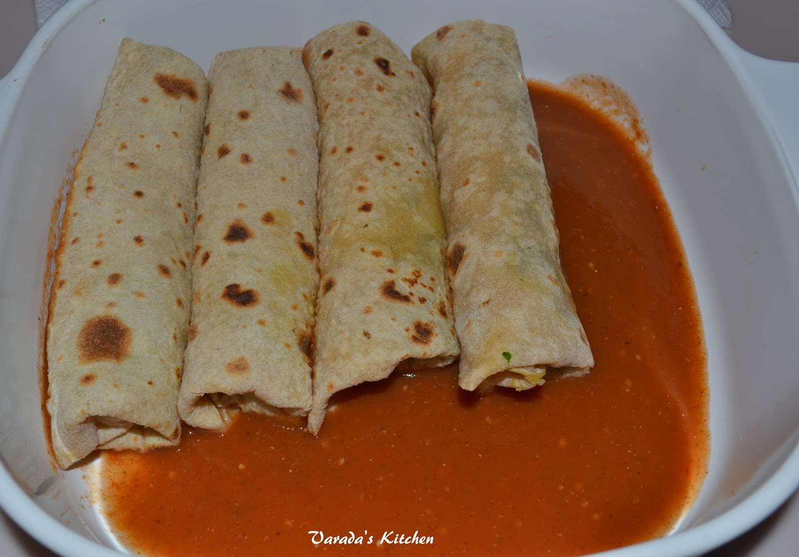 Spinach Enchiladas in Red Sauce