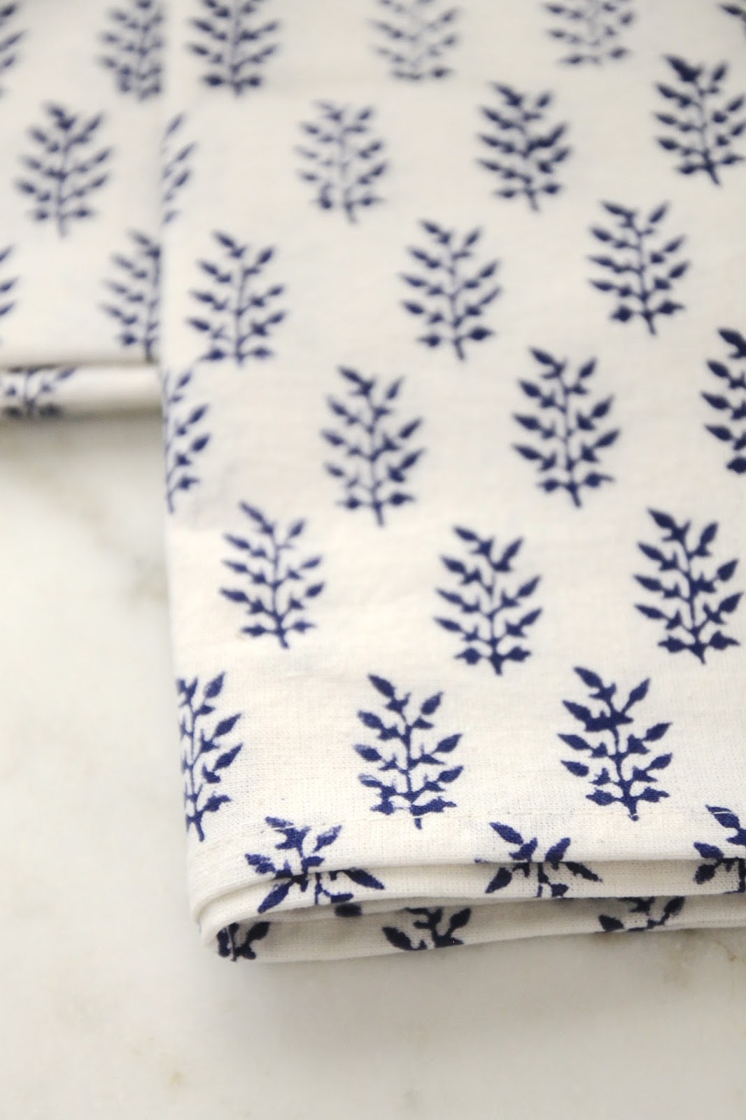 Jenny Steffens Hobick Indigo Wood Block Print Napkins & Cushion Covers Blue & White