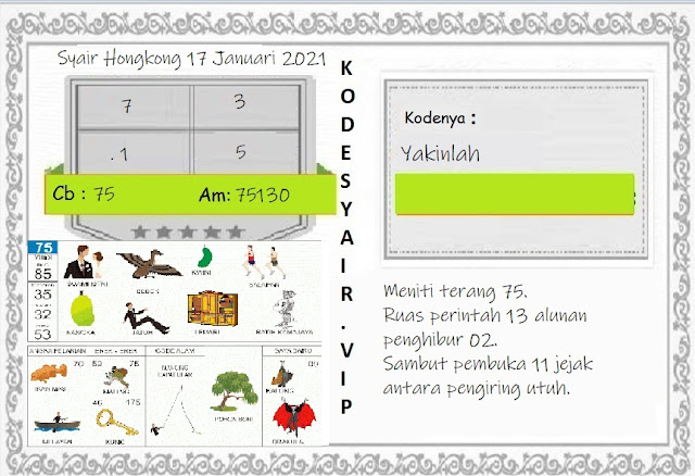Syair Hk Minggu 17 Januari 2021 Forum Kode Syair Toto