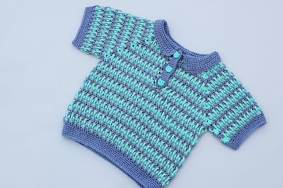 3 - Imagen Crochet Polo azul y amarillo a crochet y ganchillo por Majovel Crochet