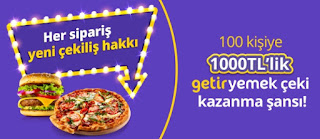 Getir Yemek 100 Kişiye 1000TL Hediye Getir Yemek 100 Kişiye 1000TL Hediye