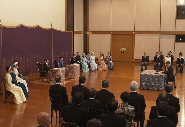 Emperor Naruhito, Empress Masako, Crown Prince Fumihito, Crown Princess Kiko, Princesses Kako, Mako, Nobuko, Akiko, Yoko, Hisako and Tsuguko