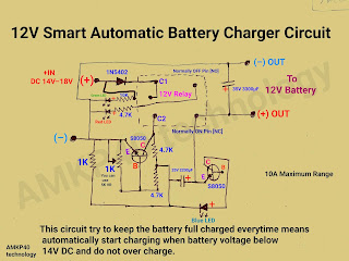 How to make 12V smart automatic battery charger circuit with auto start