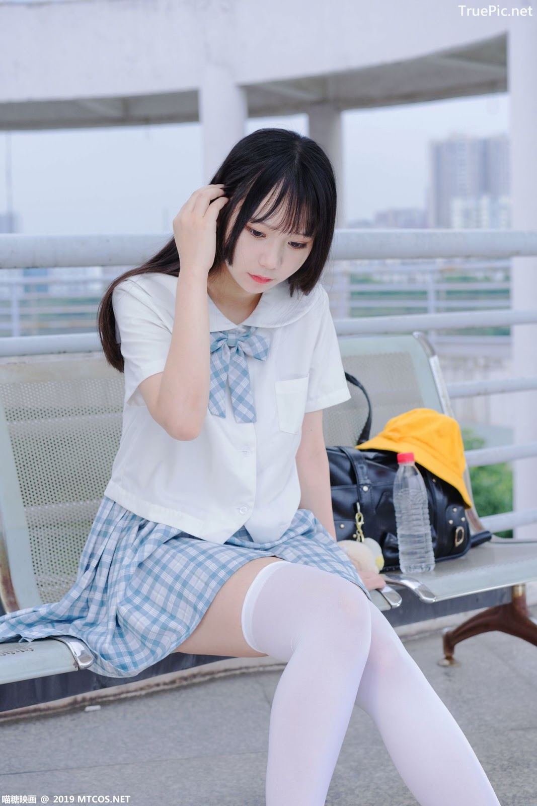 Image [MTCos] 喵糖映画 Vol.015 – Chinese Cute Model - White Shirt and Plaid Skirt - TruePic.net- Picture-23