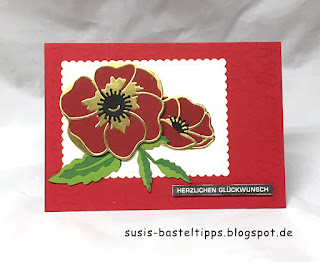 viele Ideen und Techniken mit Stampin' Up! Stanzenset Mohnblüten poppy moments dies, stampin up stanzformen mohnblüten, diy, technik. diy stempel, moosgummi, layered, anemone, bunter blumenstrauss, steinmauer, aquarell, hintergrund, transparentpapier, savanne, sab, gratisprodukt, diy prägeform, embossing folder, brusho, distress