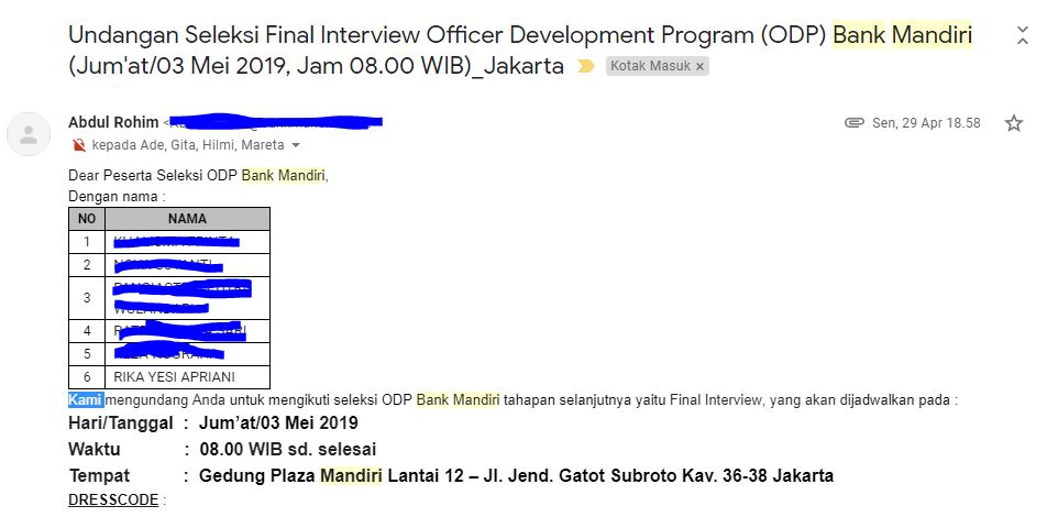Jobseeker Pengalaman Seleksi Officer Development Program