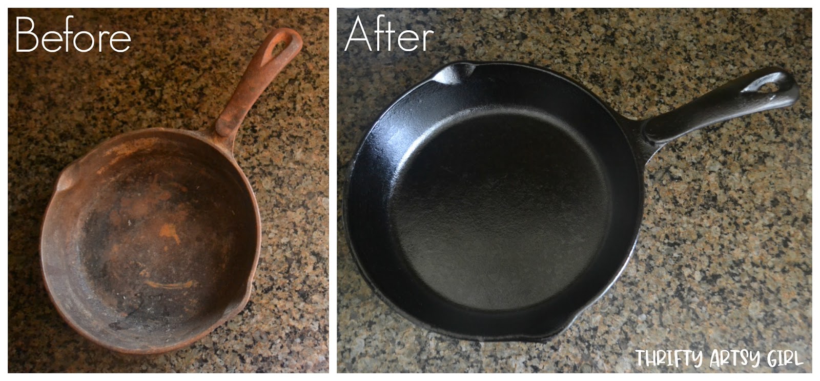 Thrifty Artsy Girl How to Clean and Season a Rusty Cast Iron Skillet