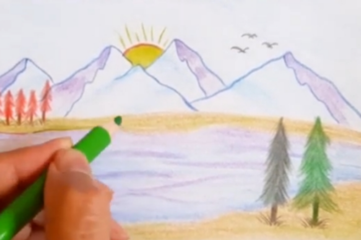 كيفية رسم منظر طبيعي بالقلم الرصاص بالخطوات رسومات مناظر طبيعية