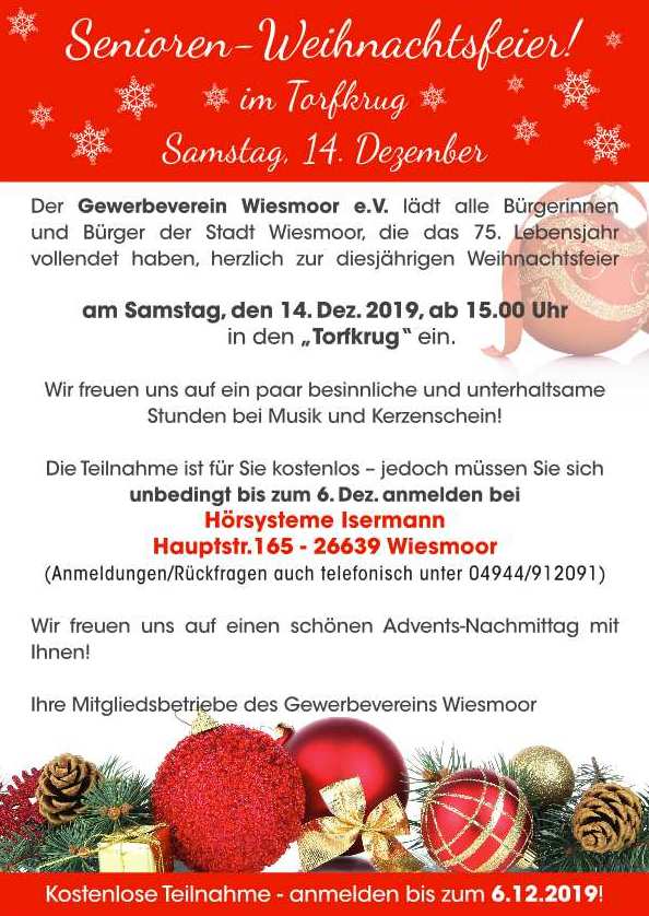 Wiesmoor Info Gewerbeverein Ladt Zur Weihnachtsfeier Ein