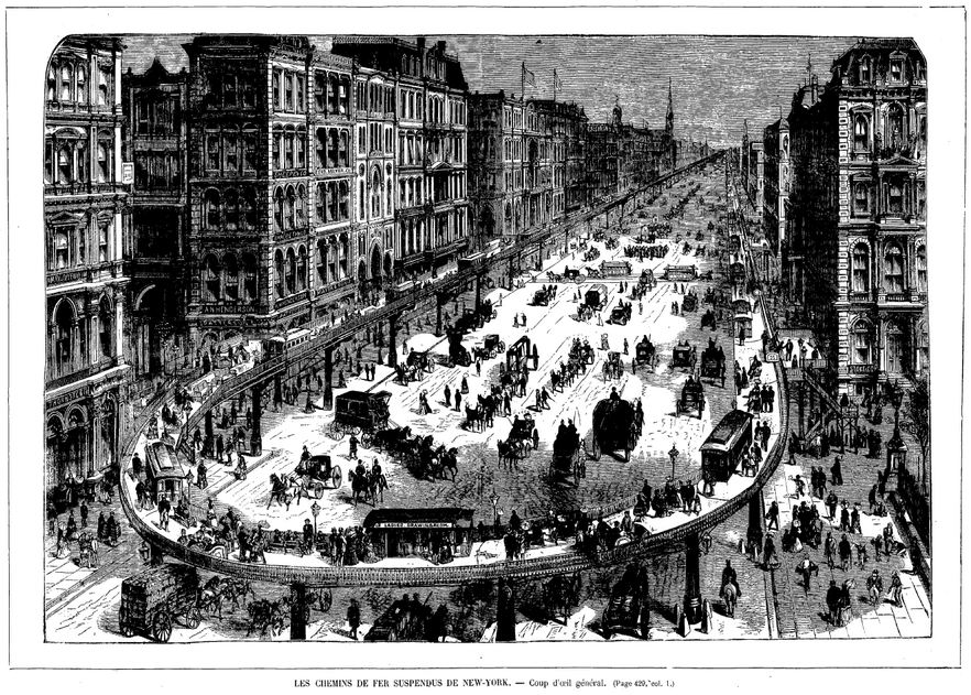 ArchéoSF Les chemins de fer suspendus de New York ( 1880 )