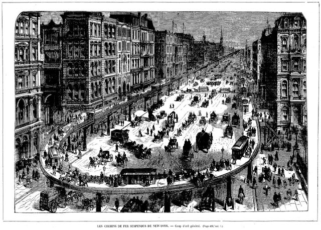ArchéoSF Les chemins de fer suspendus de New York ( 1880 )