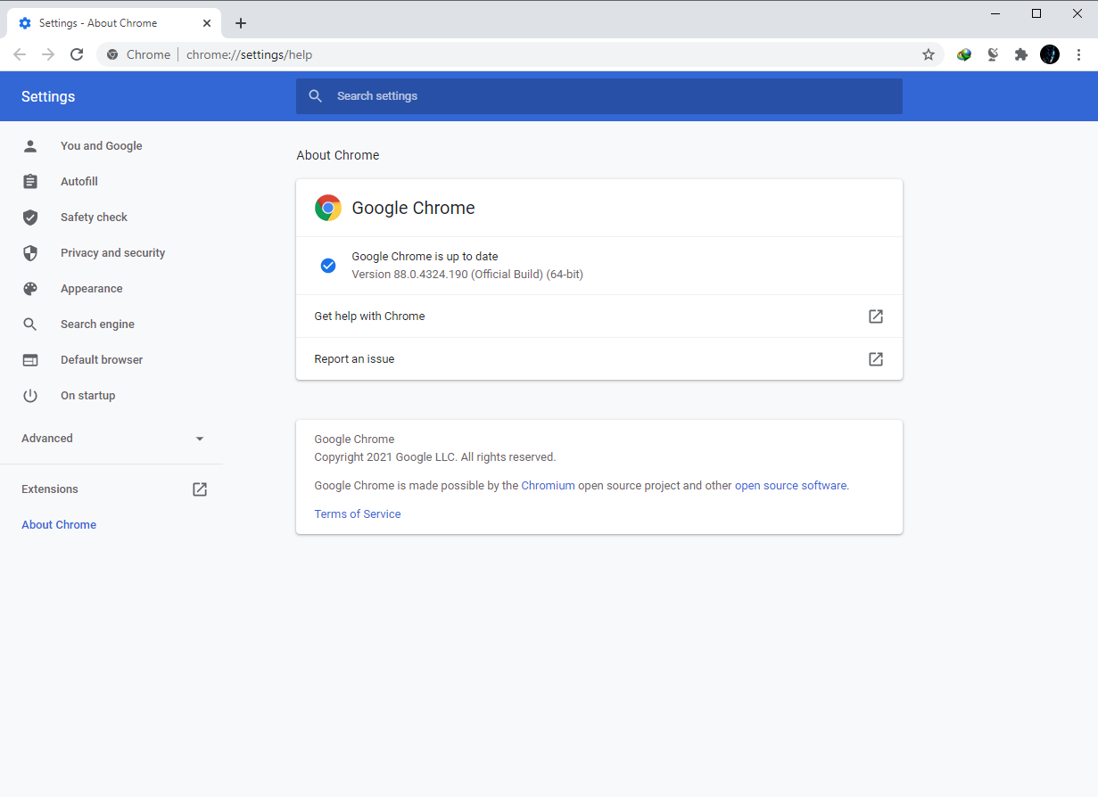 Google Chrome Browser 88.0.4324.190