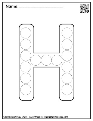 Letter H dot markers free preschool coloring pages ,learn alphabet ABC for toddlers