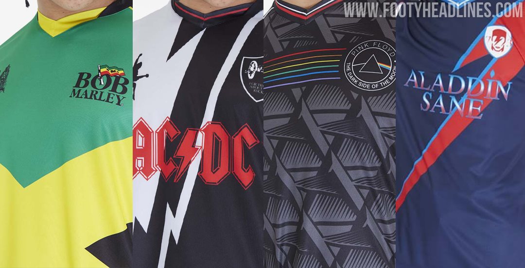AC-DC, Bowie, Marley & Pink Floyd - 4 einzigartige Rock FC Trikots
