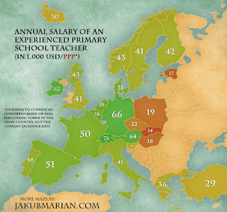 Mapa da Europa com números de dois dígitos em cada país