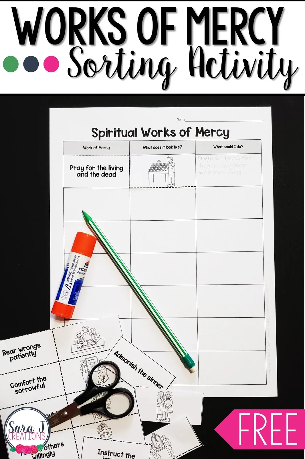 Download this free spiritual works of mercy printable activity for kids. A great way to teach children the importance of loving and taking care of our neighbors.