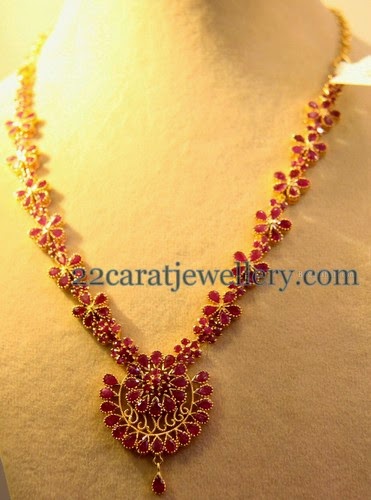 33gms Floral Ruby Necklace - Jewellery Designs