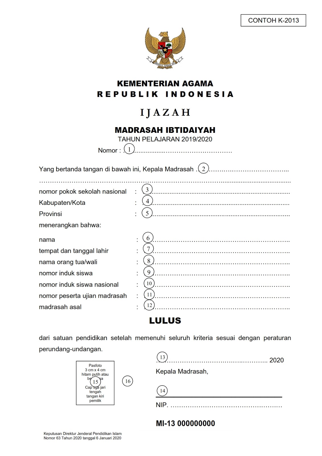 Juknis Penulisan Blangko Ijazah dan SHUAMBN Madrasah 2019-2020