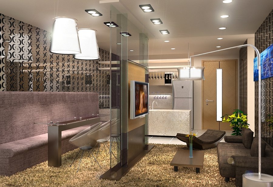 студия 30 кв м планировка зонирование. визуализация коттеджа в стиле полиформ. дизайн квартиры студии. гостиная в современном стиле идеи. площадь дизайн интерьера.