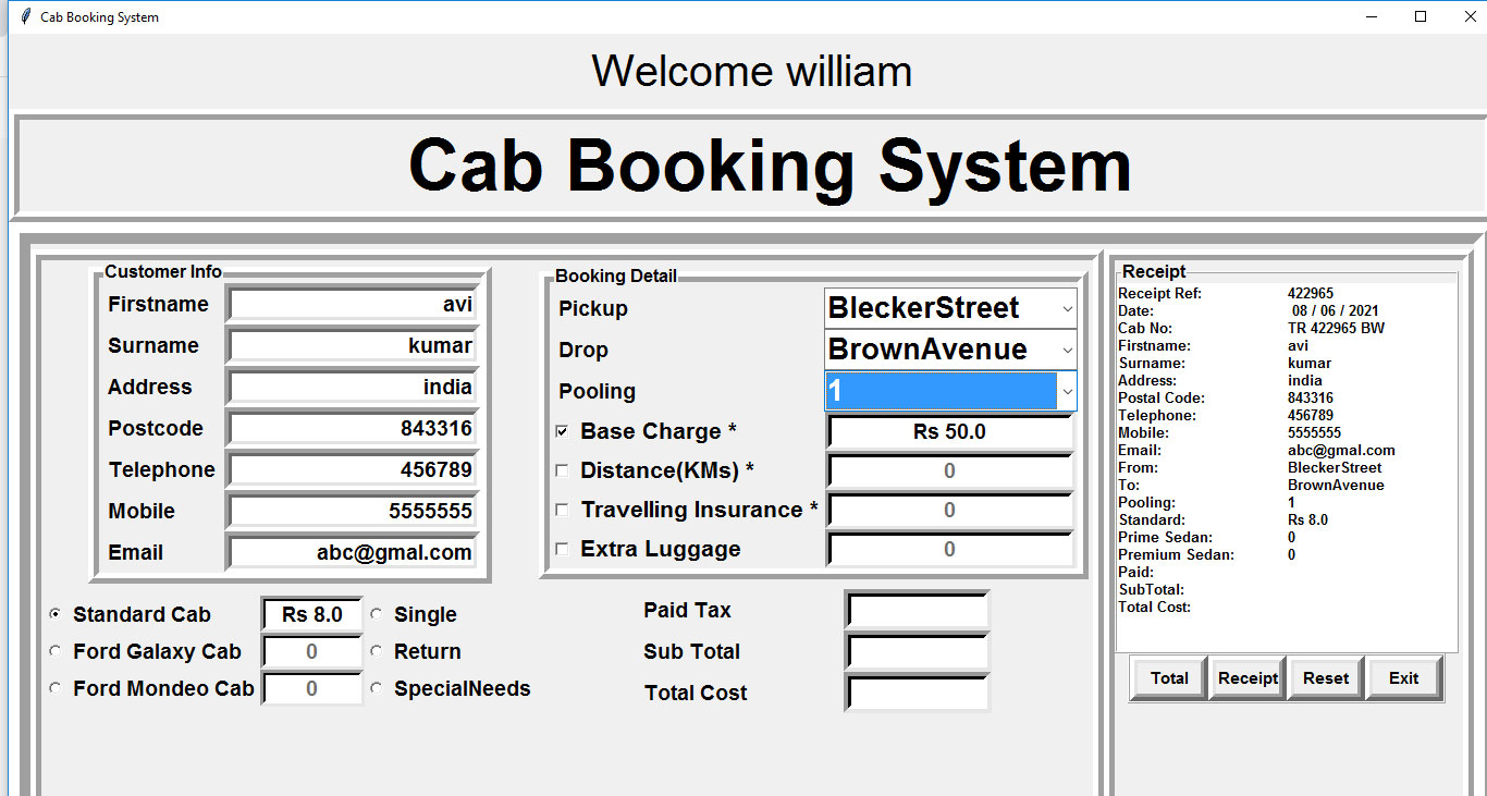 Cab Booking System in Python with full Source Code - Free Source code ...