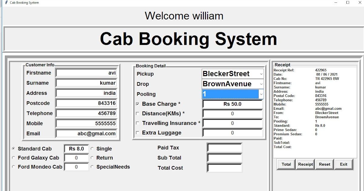 Cab Booking System In Python With Full Source Code Free Source Code ...
