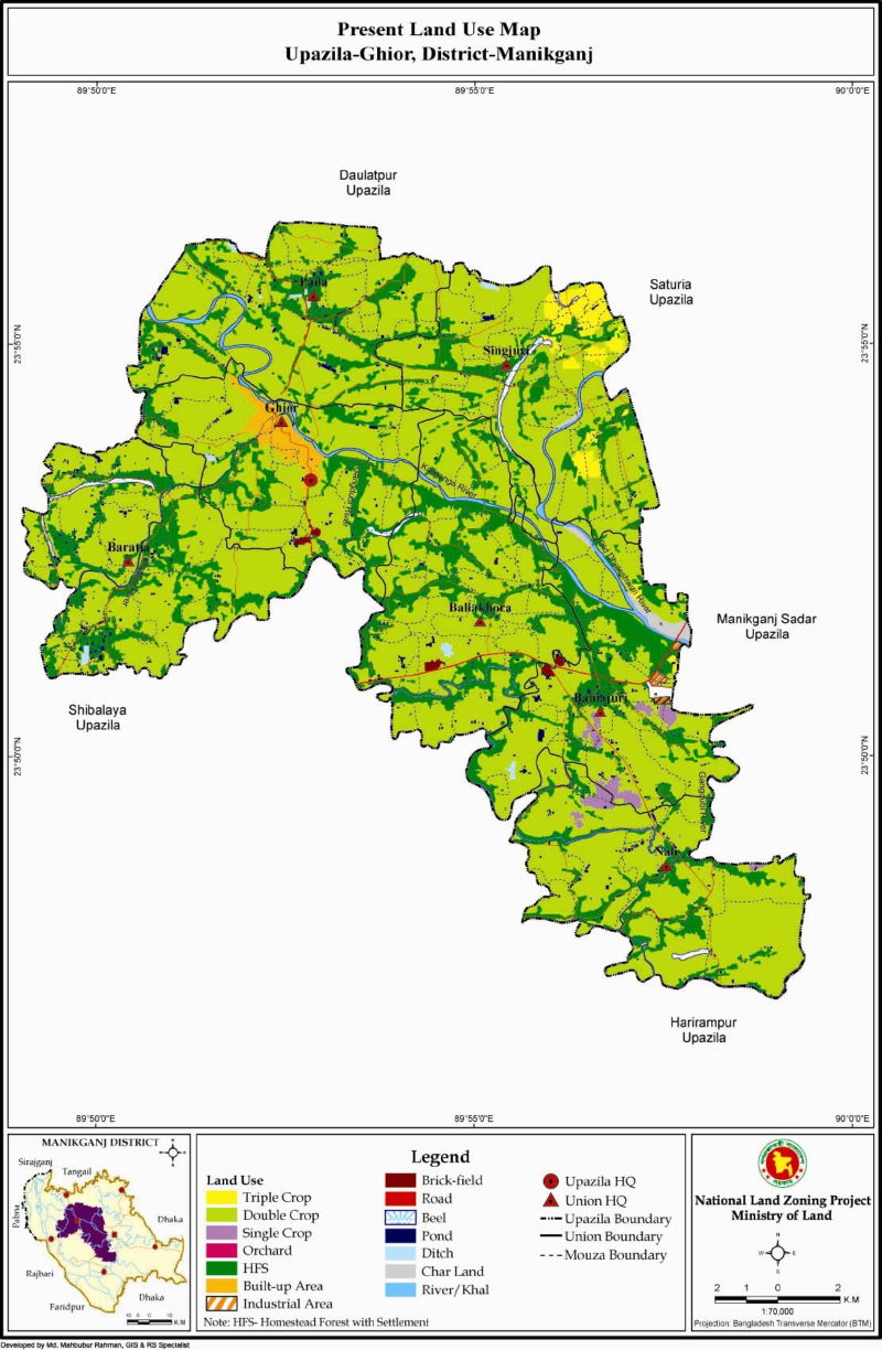 Ghior Upazila Mouza Map Manikganj District Bangladesh