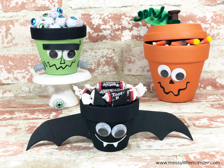 Halloween clay pot crafts - Messy Little Monster